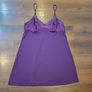 Jennifer Lopez Chemise Baby Doll Lace Dress Slip Strappy Stretch XL Purple Pink